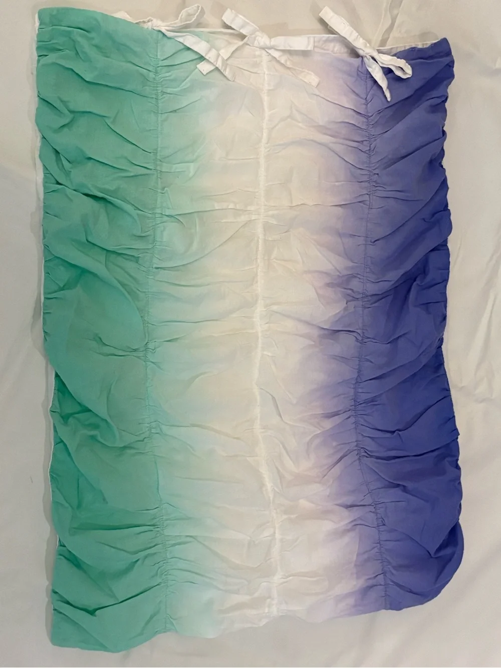 Pottery Barn Teen Ombre Ruffled Duvet Cover & Sham Purple White Mint dip dye